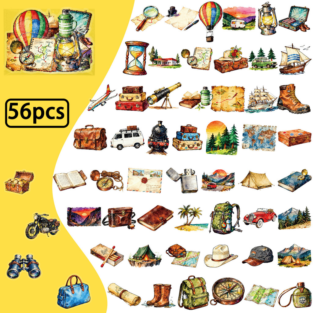 Outdoor Adventure Store - 56Pcs Travel & Outdoor PET Stickers