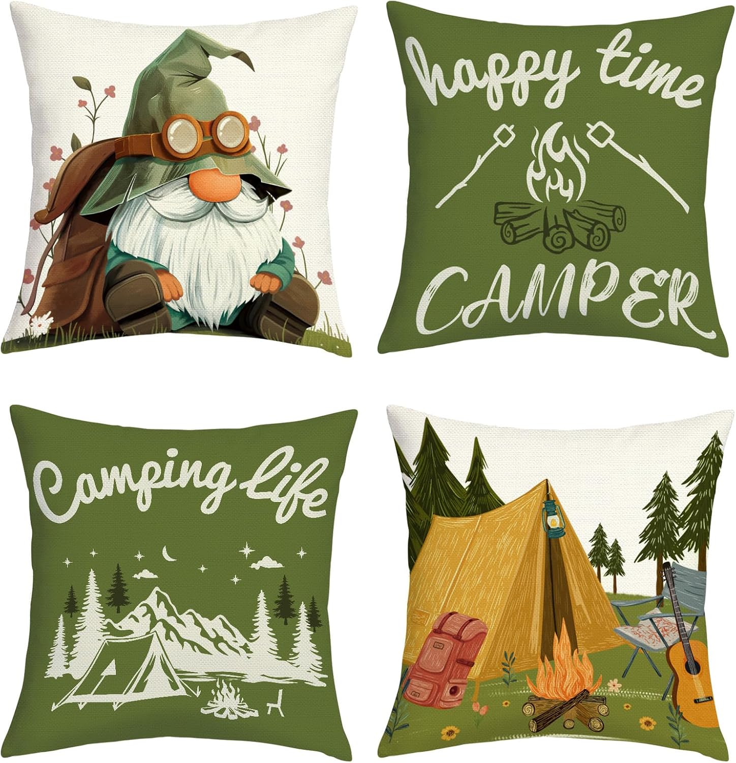 Group of 4 Camping Throw Pillo - Outdoor Adventure Group 评论和价格