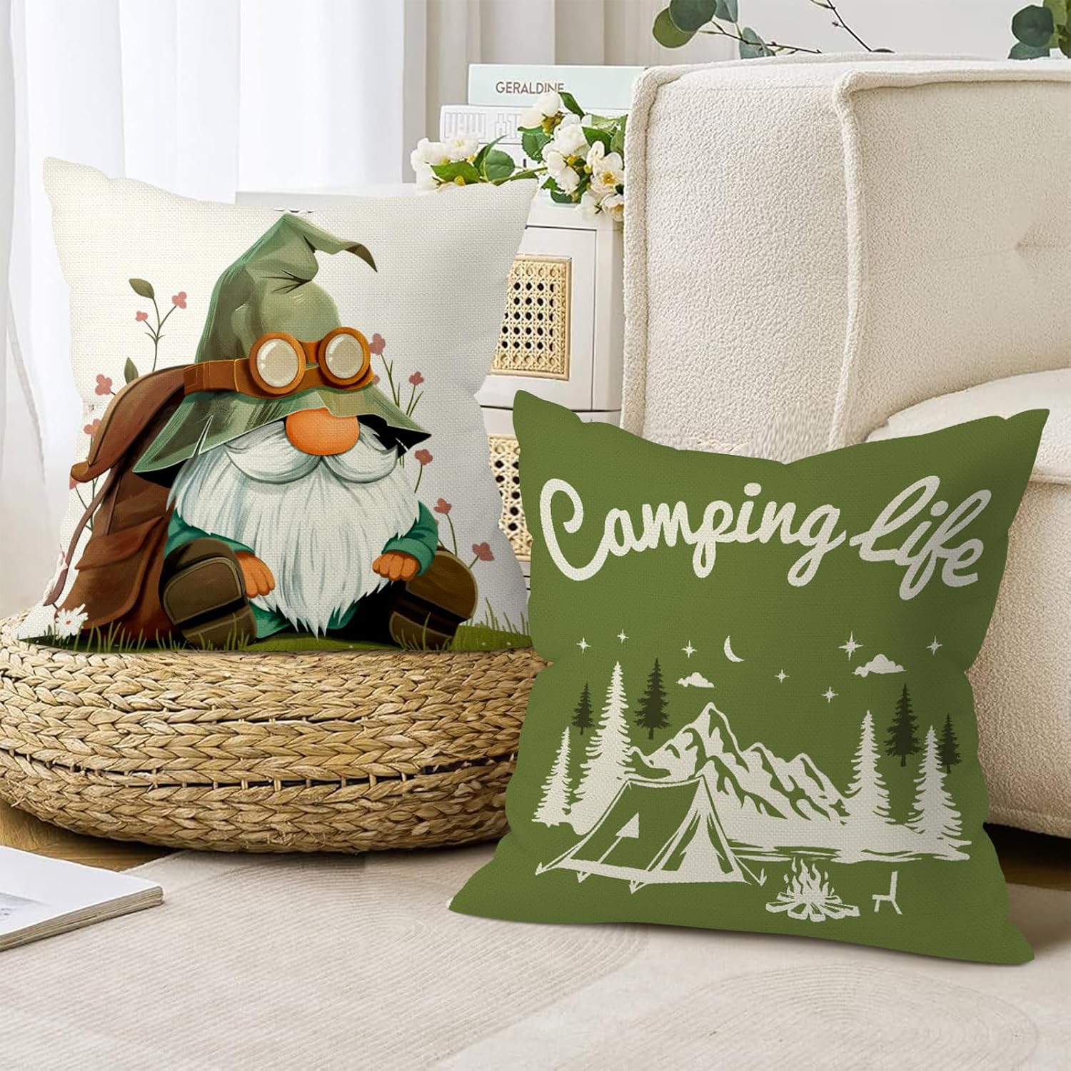 Group of 4 Camping Throw Pillo - Outdoor Adventure Group 评论和价格